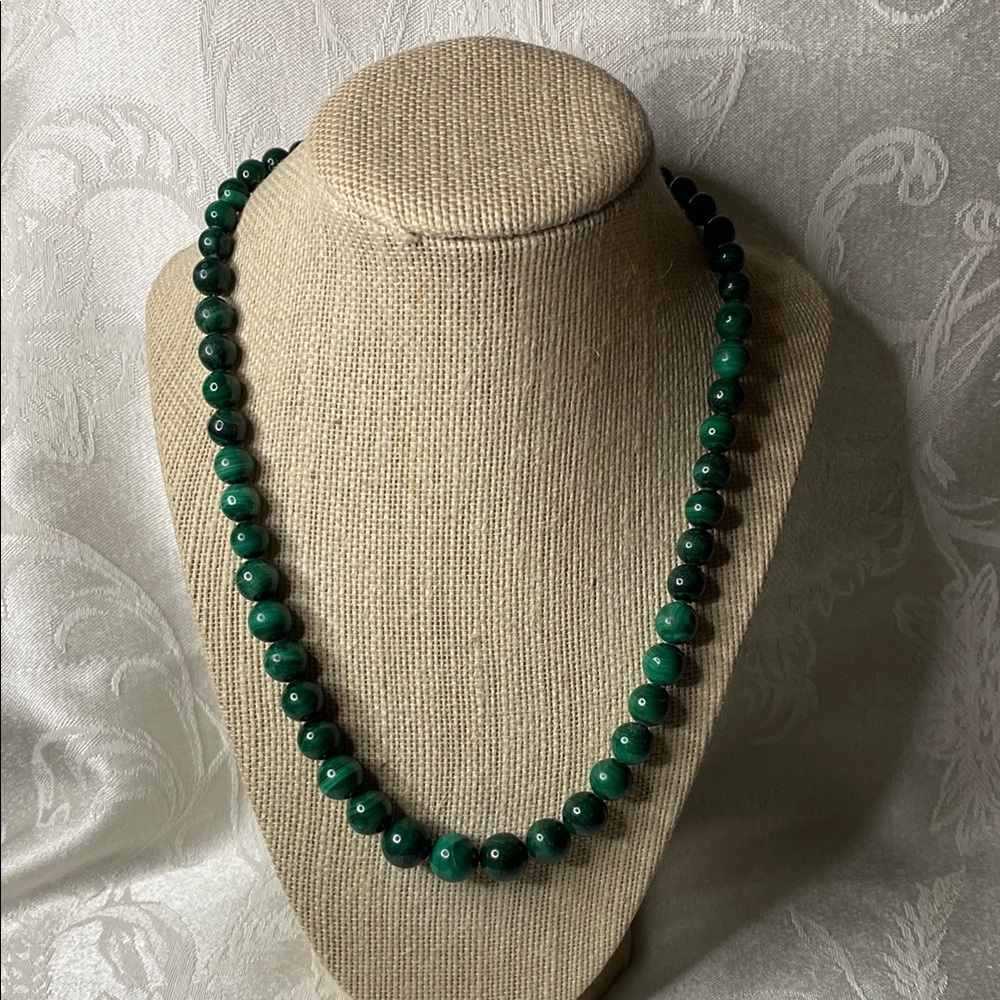 Sterling Silver Desert Rose Trading Co. Malachite Necklace Sz 19”